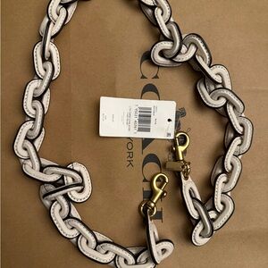 Coach Leather Chain Strap | Chalk/Brass NWT